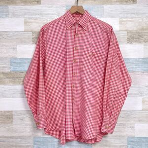 Scott Barber Long Sleeve Button Down Shirt Pink Yellow Check Casual Mens Medium